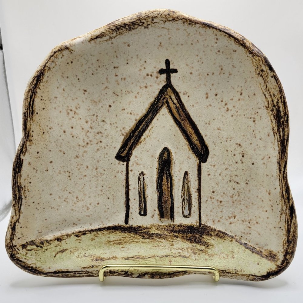 Etta B Pottery Trinket Dish Tray Small Church Design